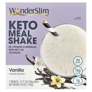 WonderSlim, Keto Meal Shake, Keto-Mahlzeit-Shake, Vanille, 7 Päckchen, je 20 g (0,71 oz.).