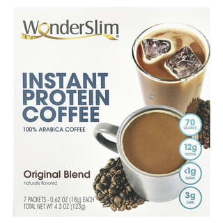 WonderSlim, Café instantáneo con proteínas, Mezcla original, 7 sobres, (18 g) cada uno