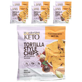 WonderSlim, Keto Tortilla Style Chips, BBQ, 6 Bags, 1.13 oz (32 g) Each