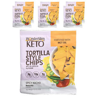 WonderSlim, Keto, Tortilla Style Chips, Spicy Nacho, 6 Pack, 1.13 oz (32 g) Each