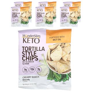 WonderSlim, Keto Tortilla Style Chips, Creamy Ranch, 6 buste, 32 g ciascuna