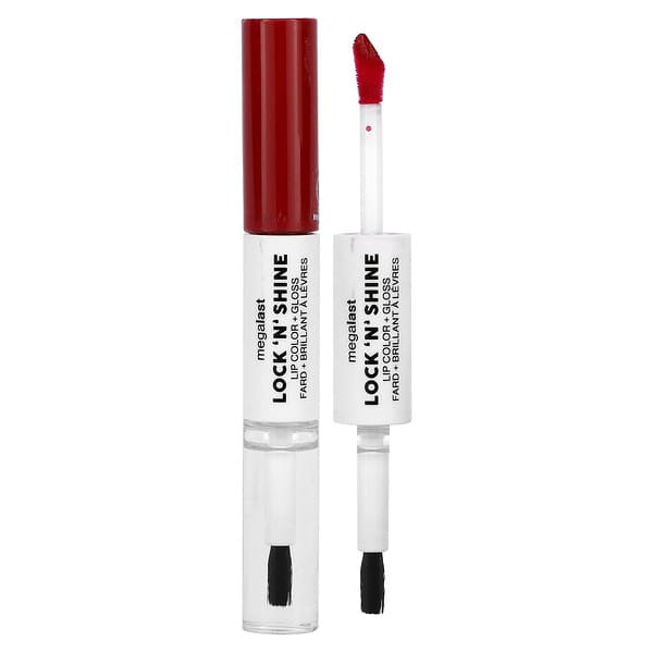 wet n wild, Megalast，Lock 'N' Shine，唇色 + 唇彩，1115494 Red-y For Me，每支 0.26 液量盎司（8 毫升）
