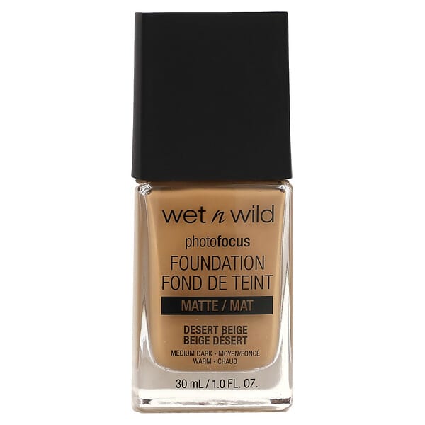 wet n wild, 사진 초점, 파운데이션, 매트, 372C 데저트 베이지, 30ml(1fl oz)
