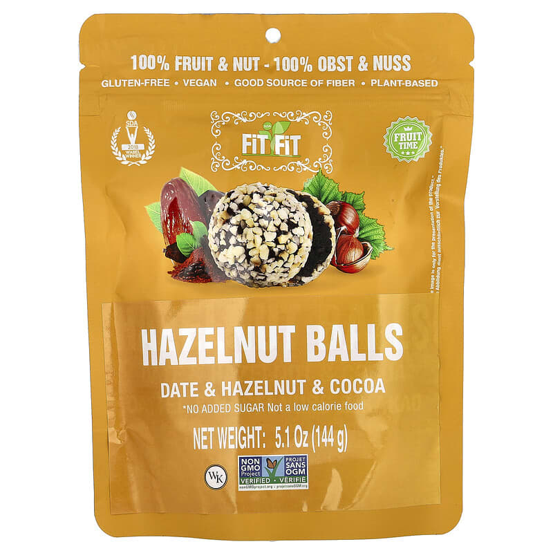 Fit Fit, Hazelnut Balls, Date, Hazelnut & Cocoa, 5.1 oz (144 g)