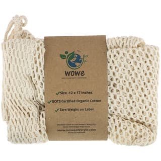 Wowe, Сетчатый пакет из сертифицированного органического хлопка, 1 пакет, 12 x 17 дюймов