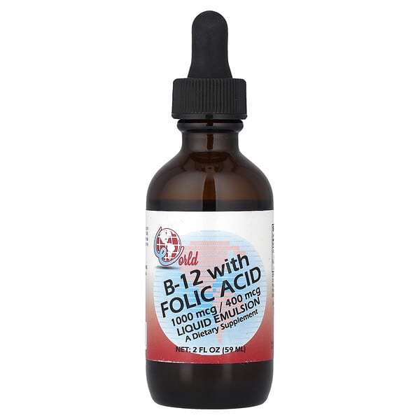 World Organic, B -12 With Folic Acid, 2 fl oz (59 ml) — product photo 1