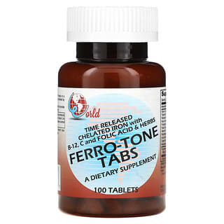 World Organic, Pastillas Ferro-Tone`` 100 comprimidos