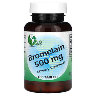 World Organic, Bromelaina, 500 mg, 100 tabletek