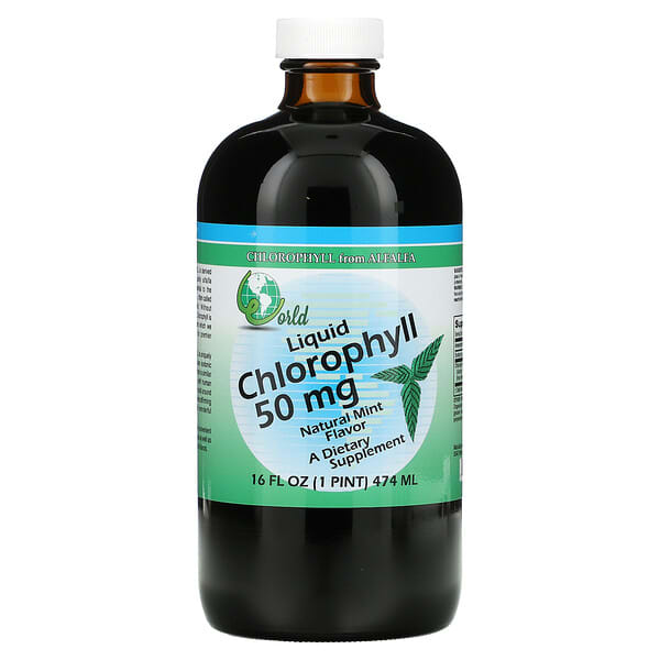 World Organic, Liquid Chlorophyll, Natural Mint Flavor, 50 mg, 16 fl oz (474 ml)