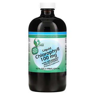 World Organic, Рідкий хлорофіл з м'ятою та гліцерином, 100 мг, 16 рідких унцій (474 мл)