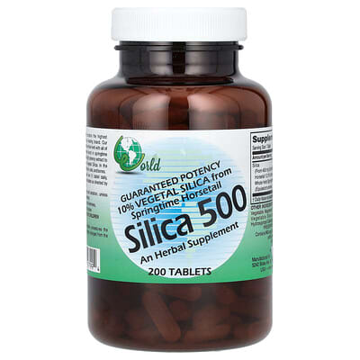 World Organic, Silica 500, 200 Tablets (50 mg each tablet)
