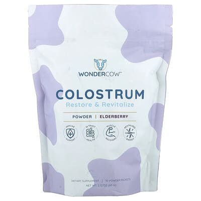 Wondercow, Colostrum Powder, Elderberry Flavor, 30 Bags, 0.08 oz (2.4 g) Each
