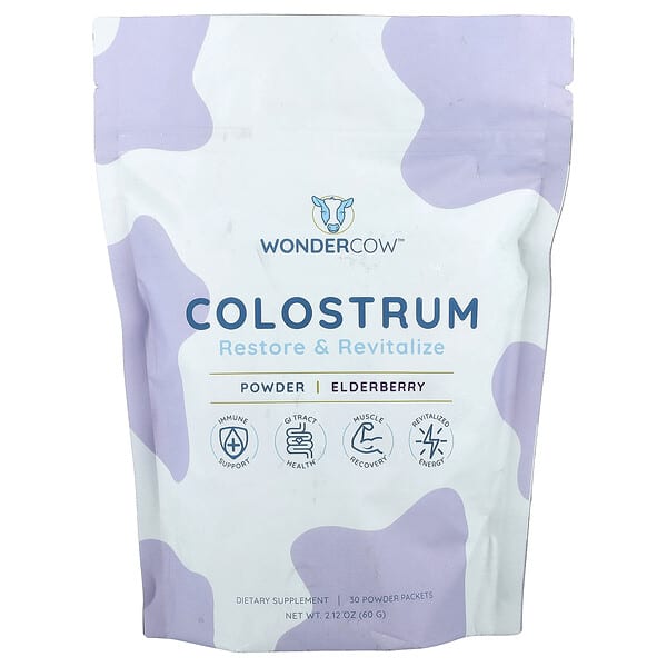Colostrum Powder, Elderberry, 30 Packets, 0.08 oz (2.4 g) Each