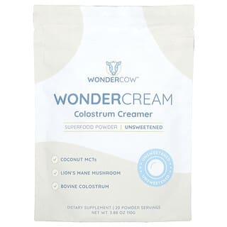 Wondercow, Wonder Cream, Colostrum Creamer, Colostrum-Kaffeeweißer, ungesüßt, 110 g (3,88 oz.)