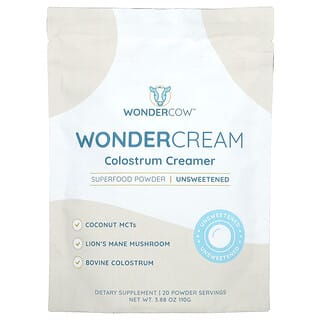 Wondercow, Wonder Cream, Colostrum Creamer, Colostrum-Kaffeeweißer, ungesüßt, 110 g (3,88 oz.)