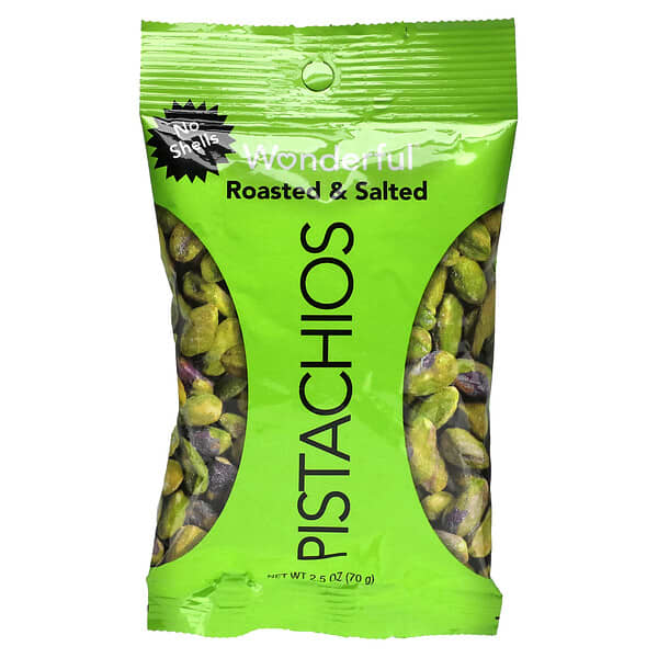 Wonderful Pistachios, Roasted & Salted, No Shells, 2.5 Oz (70 G)