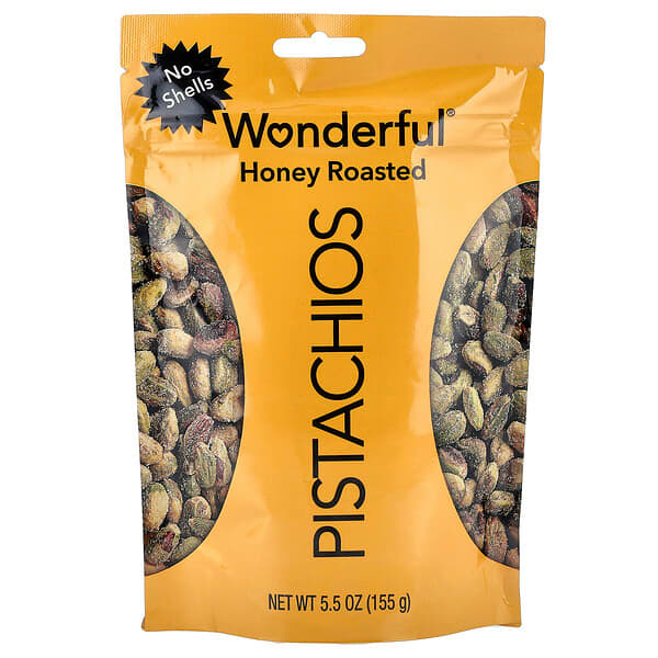 Wonderful Pistachios, 蜂蜜燒烤味，無殼，5.5 盎司（155 克）