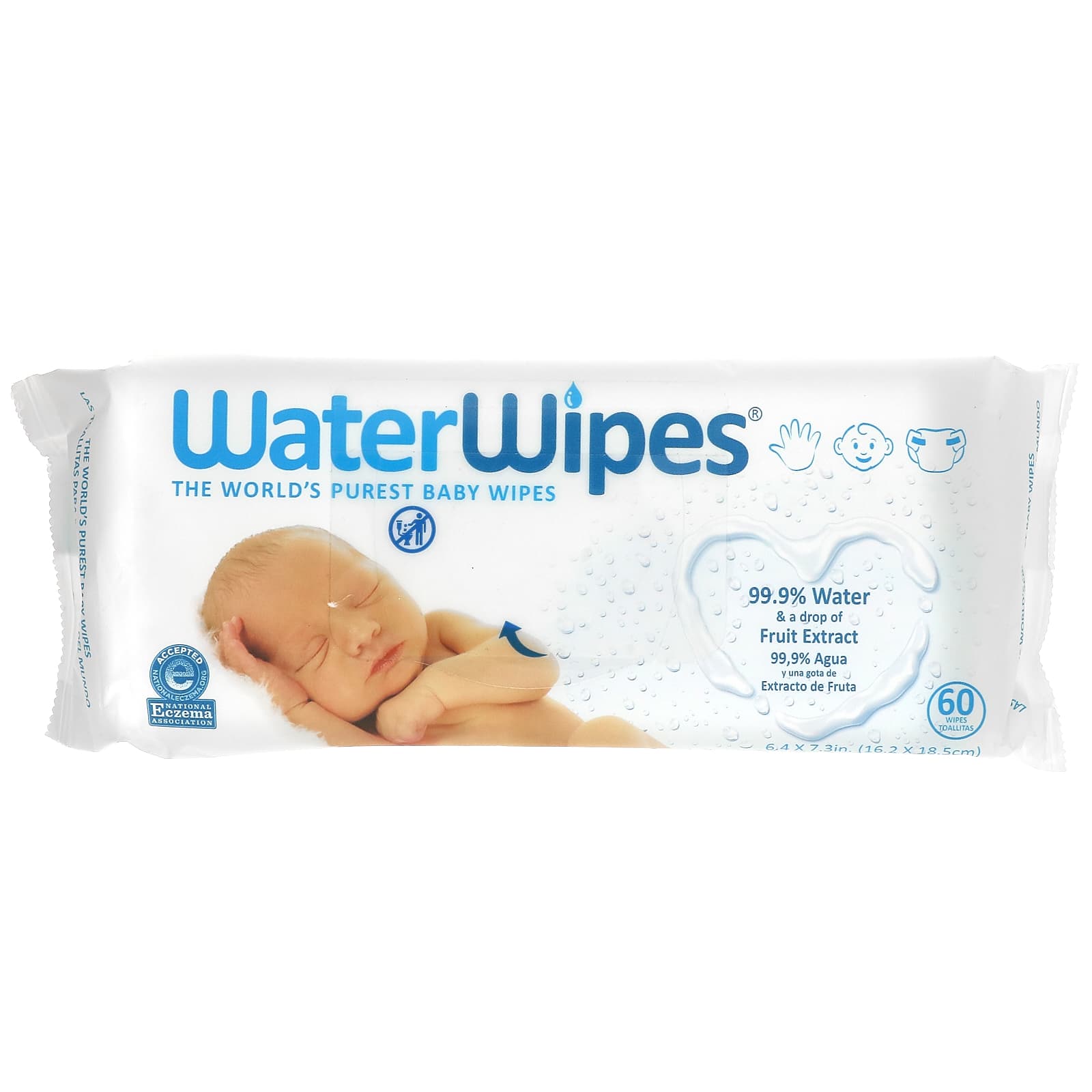  Aqua Wipes Toallitas originales para bebé, veganas, sensibles y  biodegradables con 99.6% de agua. Adecuado para recién nacidos (cartón  impreso de 12 paquetes de 64 toallitas, 768 toallitas) : Bebés