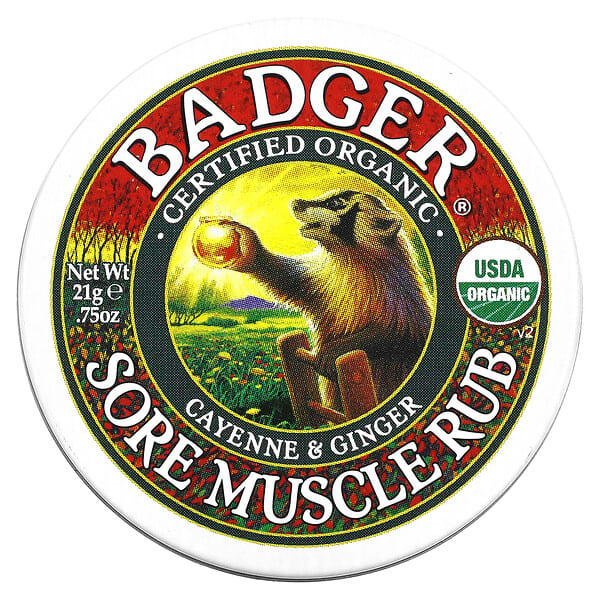 Badger, 肌肉酸痛舒緩膏, 辣椒&amp;生薑, 0.75盎司（21克）
