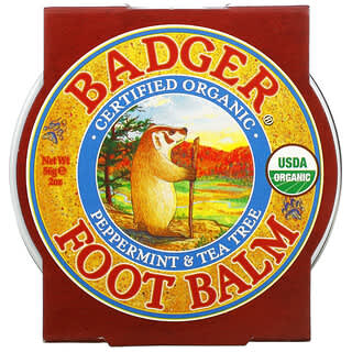 Badger Company, بلسم القدم، بالنعناع وشجرة الشاي، أ,نصتان (56 جم)