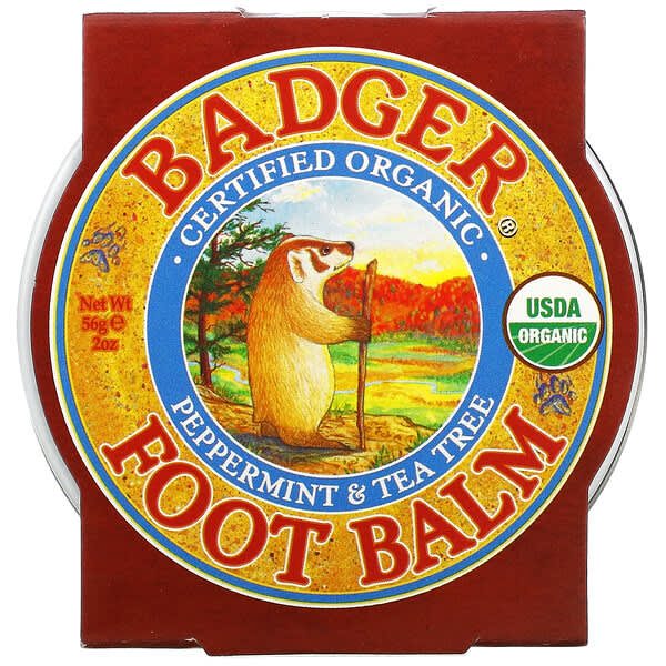 Badger Company, Baume pour pieds, menthe poivrée et arbre à thé, 2 oz (56 g)