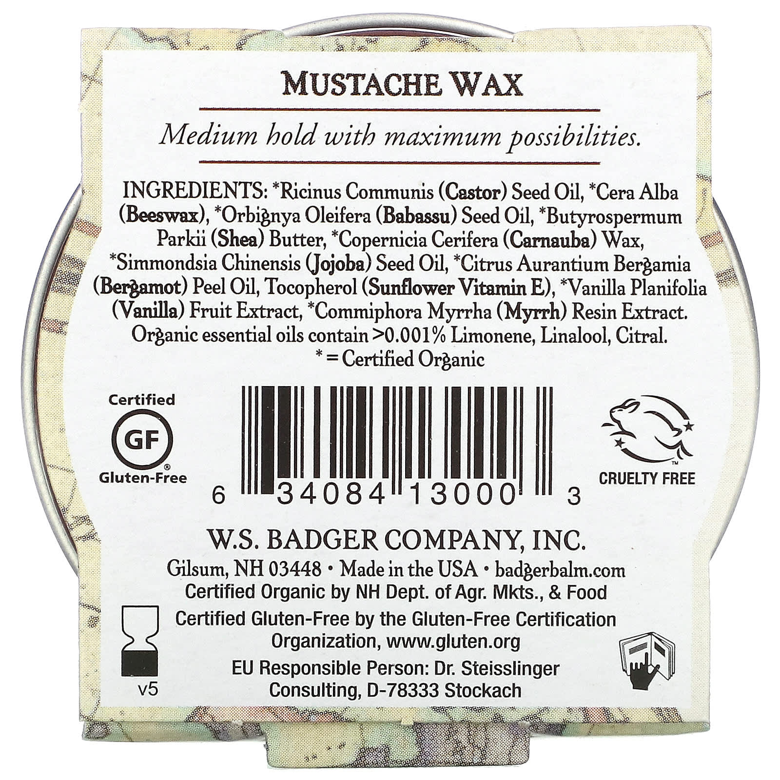 Badger Company, Organic Mustache Wax, 0.75 oz (21 g)