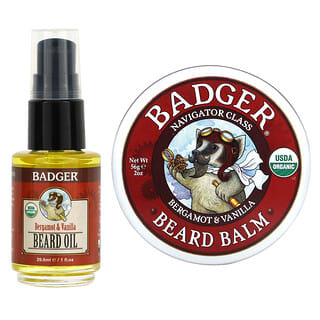 Badger, Beard Grooming Kit, Bergamot & Vanilla, 2 Piece Kit