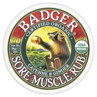 Badger, Orgánico, Exfoliante para el dolor muscular, Cayena y jengibre, 56 g (2 oz)