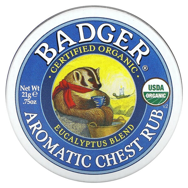 Badger, 鼻通舒胸膏, 桉樹&amp;薄荷, 0.75盎司（21克）