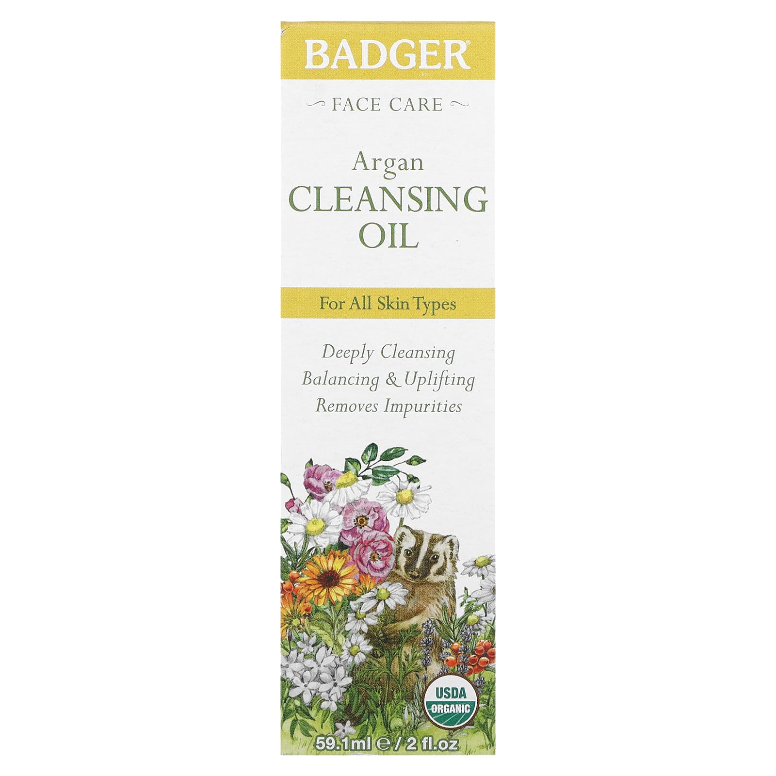 Badger Company, Argan Face Cleansing Oil, For All Skin Types, 2 fl oz