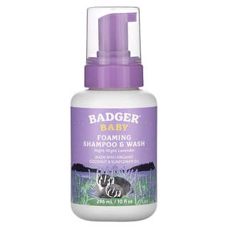 Badger Company, Nettoyant moussant et shampooing pour bébé, Nuit et nuit à la lavande, 296 ml