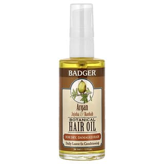 Badger, Ботаническо масло за коса, арган, жожоба и баобаб, 2 течни унции (59,1 ml)