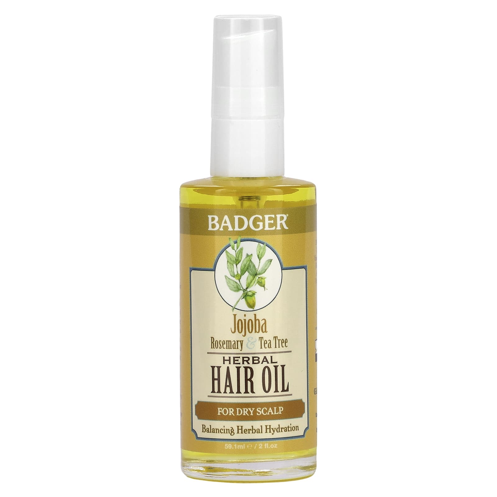 Badger Company, Herbal Hair Oil, Jojoba Rosemary & Tea Tree, 2 fl oz (  ml)