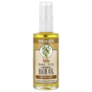 Badger, Herbal Hair Oil, Jojoba, Rosemary & Tea Tree, For Dry Scalp, 2 fl oz (59.1 ml)
