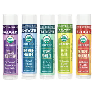 Badger Company, Aromatherapy Travel Kit, 5 Pack, 0.15 oz (4.3 g) Each