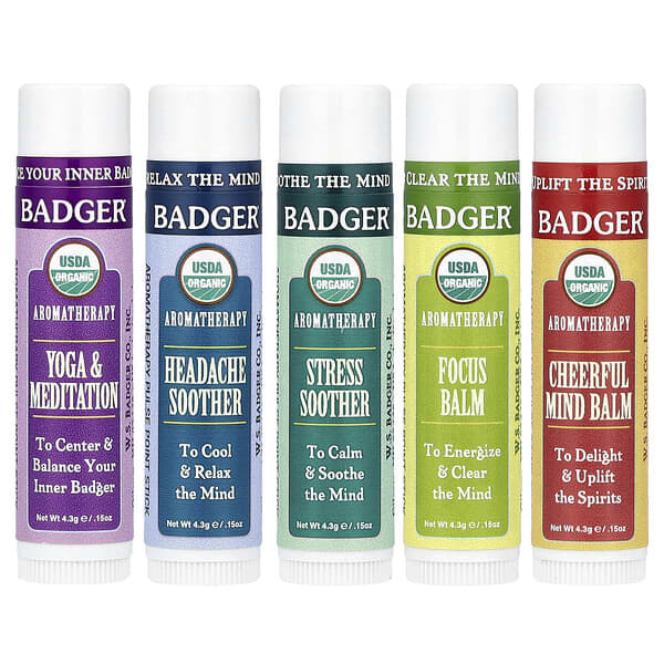 Badger, 有機芳香護理旅行套裝,5 包,每包 0.15 盎司(4.3 克)