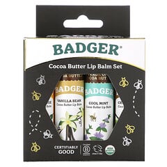 Badger Company, Cocoa Butter Lip Balms Set, 4 Pack, 0.25 oz (7 g) Each