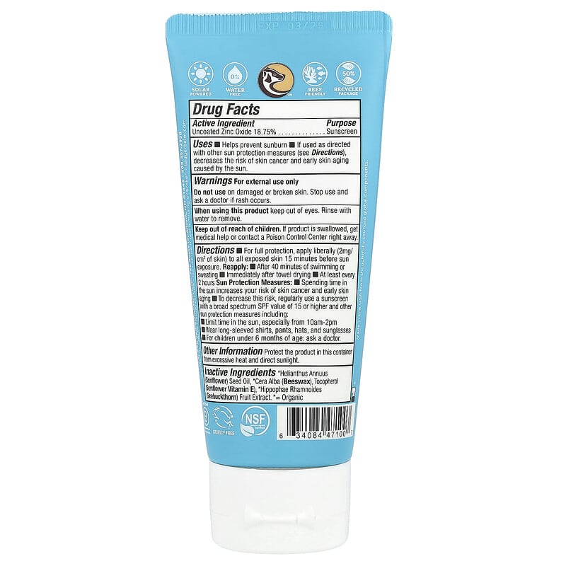 天然ミネラルサンスクリーンクリーム、クリア亜鉛、SPF30、無香料、2.9