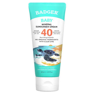 Badger Company, Baby Mineral Sunscreen Cream, SPF 40, Chamomile & Calendula,  2.9 fl oz (87 ml)