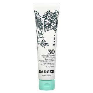 Badger, мінеральний сонцезахисний крем для обличчя, SPF 30, 50 мл (1,7 рідк. унції)