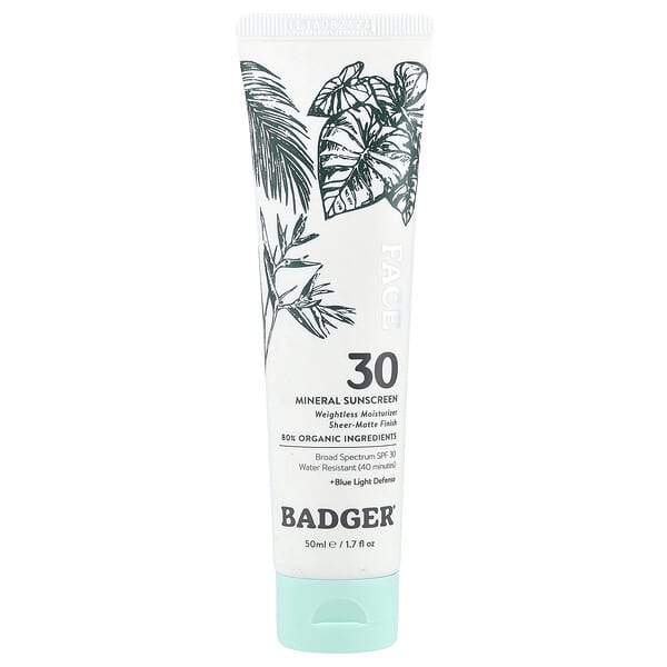 Badger, Face Mineral Sunscreen, SPF 30, 1.7 fl oz (50 ml)