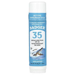 Badger, Protector solar activo en barra, FPS 35, Sin fragancia, 18,4 g (0,65 oz)