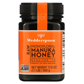 Wedderspoon, น้ำผึ้งมานูก้าโมโนฟลอรัลไม่ผ่านการปรุงแต่ง KFactor 16 ขนาด 1.1 ปอนด์ (500 ก.)