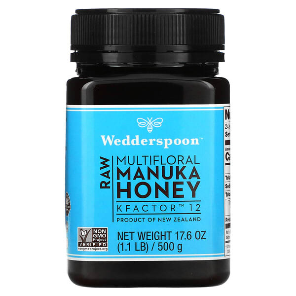 Wedderspoon, Необработанный многоцветковый мед манука, KFactor 12, 500 г (1,1 фунта)