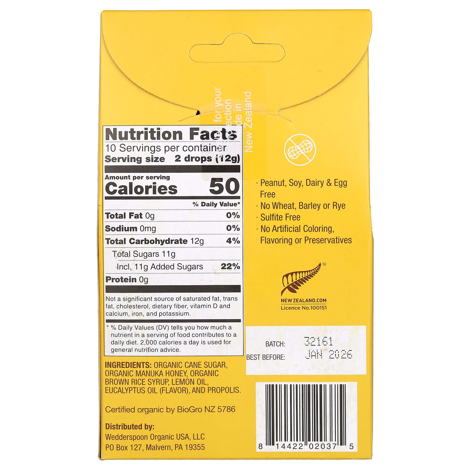 Wedderspoon Organic Manuka Honey Drops Lemon With Bee Propolis 20 wedderspoon-organic-manuka-honey-drops-lemon-with-bee-propolis-20