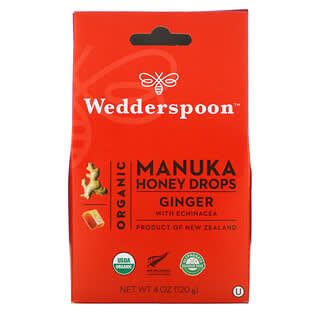 Wedderspoon, Organic Manuka Honey Drops, Ginger with Echinacea, 4 oz (120 g)