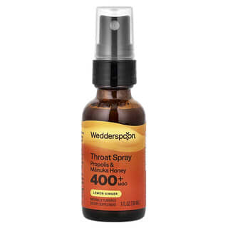 Wedderspoon, Manuka Honey & Propolis Throat Spray, Rachenspray mit Manukahonig und Propolis, Zitrone-Ingwer, MGO 400+, 30 ml (1 fl. oz.)