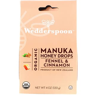 Wedderspoon, قطرات عسل المانوكا العضوي، الشمر والقرفة، 4 أونصة (120 جم)