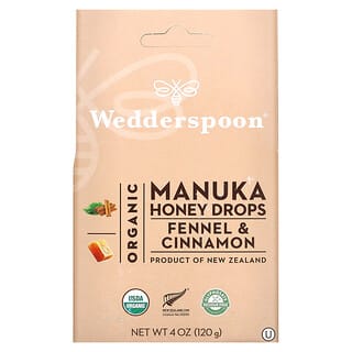 Wedderspoon, Organic Manuka Honey Drops, Fennel & Cinnamon, 4 oz (120 g)