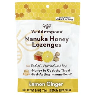 Wedderspoon, Pastilhas de Mel de Manuka, Limão e Gengibre, 74 g (2,6 oz)